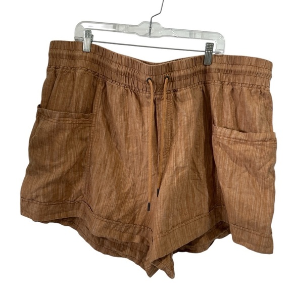 Athleta Cabo Linen Textured 4" Elastic Waist Shorts in Toasted Ochre - 24 - Picture 1 of 8